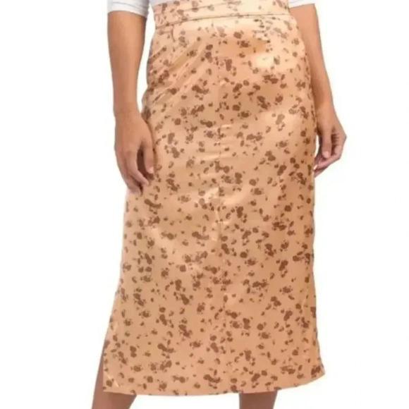 Zara Satin Floral High Waisted Midi Skirt size large - Picture 3 of 8